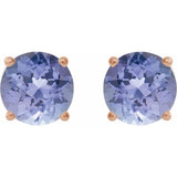 14K Rose Gold 7 mm Natural Tanzanite Earrings