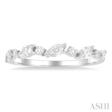 3/8 ctw Wave Pattern Scatter Marquise and Round Cut Diamond Fashion Band in 14K White Gold