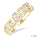 1 1/2 ctw 7-Stone Bezel Set Emerald Cut Diamond Fashion Band in 14K Yellow Gold