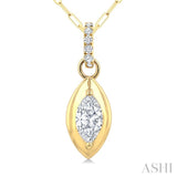 1/4 Ctw Dome Marquise and Round Cut Diamond Fashion Pendant With Paperclip Chain in 14K Yellow Gold