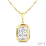 1/3 ctw Lovebright Emerald Shape Round Cut Diamond Fashion Pendant With Chain in 14K Yellow and White Gold