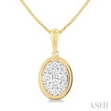 1/3 ctw Lovebright Oval Shape Round Cut Diamond Fashion Pendant With Chain in 14K Yellow and White Gold