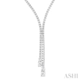 4 1/2 ctw Y-Split Round Cut Diamond Lariat Necklace in 14K White Gold