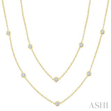 2 Ctw Bezel Set Round Cut Diamond Station Long Necklace in 14K Yellow Gold