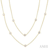 2.00 Ctw Bezel Set Round Cut Diamond Station Long Necklace in 14K Yellow Gold