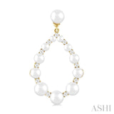 2 MM-4.5 MM Tear Drop Cultured Pearls and 1/4 ctw Round Cut Diamond Fashion Earring in 10K Yellow Gold