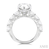 1 1/3 ctw Pear Shape Oval and Round Cut Diamond Semi Mount Engagement Ring in 14K  White Gold