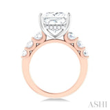 1 1/4 ctw Princess Shape Round Cut Diamond Semi Mount Engagement Ring in 14K Rose and White Gold