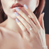5/8 Ctw Marquise Shape Round Cut Diamond Semi-Mount Engagement Ring in 14K Yellow Gold