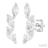 1/3 ctw Graduated Marquise Cut Diamond Fashion Ear Climbers in 14K White Gold