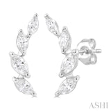 1/2 ctw Marquise Cut Diamond Leaf Vine Fashion Stud Earrings in 14K White Gold