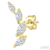 1/2 Ctw Marquise Cut Diamond Leaf Vine Fashion Stud Earrings in 14K Yellow Gold