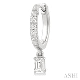 3/8 Ctw Octagon Shape and Round Cut Diamond Fashion Huggie Petite Earrings in 14K White Gold