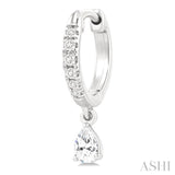 3/8 Ctw Pear Shape and Round Cut Diamond Fashion Huggie Petite Earrings in 14K White Gold