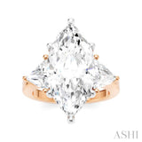 1 1/10 Ctw Marquise Shape Trillion and Round Cut Diamond Semi-Mount Engagement Ring in 14K Rose and White Gold