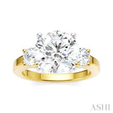 1/2 Ctw Tri-Mount Past, Present and Future Round Cut Diamond Semi-Mount Engagement Ring in 14K Yellow and White Gold