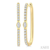 1/3 Ctw Marquise and Round Cut Diamond Rectangular Fashion Hoop Earrings in 14K Yellow Gold