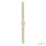1/3 Ctw Marquise and Round Cut Diamond Rectangular Fashion Hoop Earrings in 14K Yellow Gold