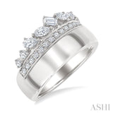3/4 Ctw Mixed Diamond Cut Fashion Ring in 14K White Gold