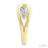 1/3 Ctw Pear Cut Diamond Half Hoop Fashion Earrings in 14K Yellow Gold