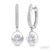 1/2 Ctw Oval Shape Dome Round Cut Diamond Fashion Huggie Earrings in 14K White Gold