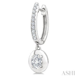 1/2 Ctw Oval Shape Dome Round Cut Diamond Fashion Huggie Earrings in 14K White Gold