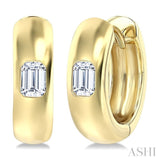 1/3 Ctw Bezel Set Emerald Cut Diamond Fashion Huggie Earrings in 14K Yellow Gold