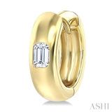 1/3 Ctw Bezel Set Emerald Cut Diamond Fashion Huggie Earrings in 14K Yellow Gold
