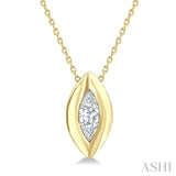 1/3 Ctw Bezel Set Marquise Cut Diamond Bubble Fashion Pendant With Chain in 14K Yellow Gold