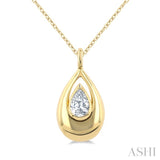 1/4 Ctw Teardrop Pear Cut Diamond Fashion Pendant With Chain in 14K Yellow Gold