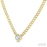 1/5 Ctw Bezel-Set Round Cut Diamond Curb Link Fashion Necklace in 14K Yellow Gold