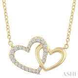 1/8 Ctw Interlocked Heart Round Cut Diamond Fashion Pendant With Chain in 10K Yellow Gold