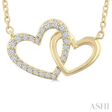 1/8 Ctw Interlocked Heart Round Cut Diamond Fashion Pendant With Chain in 10K Yellow Gold