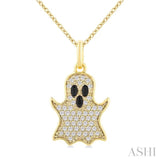 1/6 Ctw Petite Ghost Round Cut Diamond Fashion Pendant With Chain in 10K Yellow Gold
