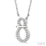 1/10 Ctw Cat Shape Petite Round Cut Diamond Fashion Pendant With Chain in 10K White Gold