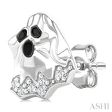 1/20 Ctw Petite Ghost Round Cut Diamond Fashion Earrings in 10K White Gold