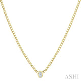 1/5 Ctw Bezel Set Pear Cut Diamond Curb Link Fashion Necklace in 14K Yellow Gold