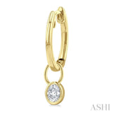 1/3 Ctw Bezel Set Oval Cut Diamond Huggie Earrings in 14K Yellow Gold