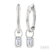 1/3 Ctw Bezel Set Emerald Cut Diamond Huggie Earrings in 14K White Gold