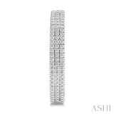 1/2 Ctw Triple Row Pave Set Round Cut Diamond Fashion Hoop Earring in 10K White Gold