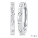 1/6 Ctw Flush Bezel Set Diamond Fashion Hoop Earrings in 10K White Gold