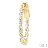 1/2 Ctw Inside-Out Single Prong Set Round Cut Diamond Hoop Earrings in 14K Yellow Gold