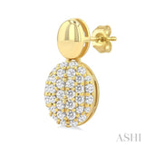 1/3 Ctw Oval Shape Mount Pave Set Round Cut Diamond Fashion Earrings in 10K Yellow Gold