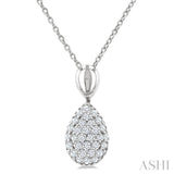 1/4 Ctw Pear Shape Pave Set Round Cut Diamond Fashion Pendant With Chain in 10K White Gold