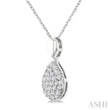 1/4 Ctw Pear Shape Pave Set Round Cut Diamond Fashion Pendant With Chain in 10K White Gold