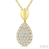 1/4 Ctw Pear Shape Pave Set Round Cut Diamond Fashion Pendant With Chain in 10K Yellow Gold