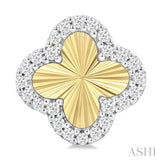 1/5 Ctw Fluted Texture 4-Leaf Clover Round Cut Diamond Pirouette Fashion Stud Earrings in 14K Yellow and White Gold