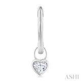 1/3 Ctw Bezel Set Heart Cut Diamond Huggie Earrings in 14K White Gold