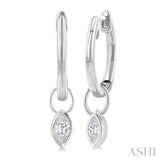 1/3 Ctw Bezel Set Marquise Cut Diamond Huggie Earrings in 14K White Gold