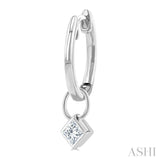 1/3 Ctw Bezel Set Princess Cut Diamond Huggie Earrings in 14K White Gold